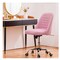 Pink Modern Armless Desk Chair with Tufted Faux Leather for Home Office